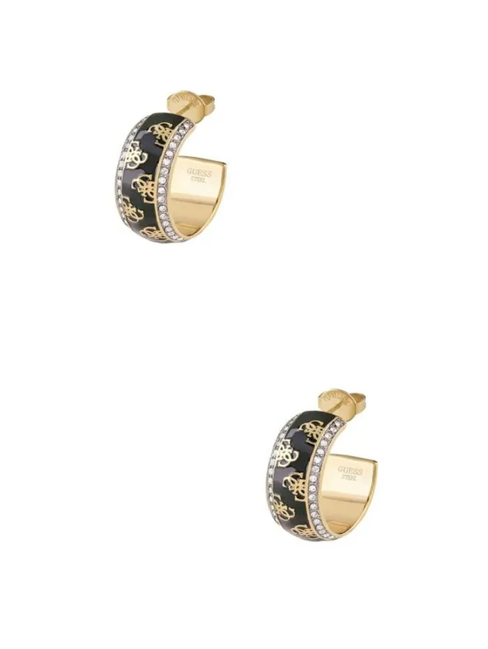 Accessories Women Marciano Black Quattro G Hoop Earrings Yellow Goldblack