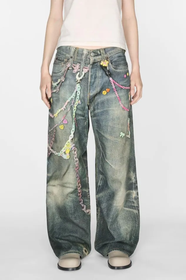 Acne Studios Baggy Fit Jeans 8211 1981M Mid Blue Woman Jeans
