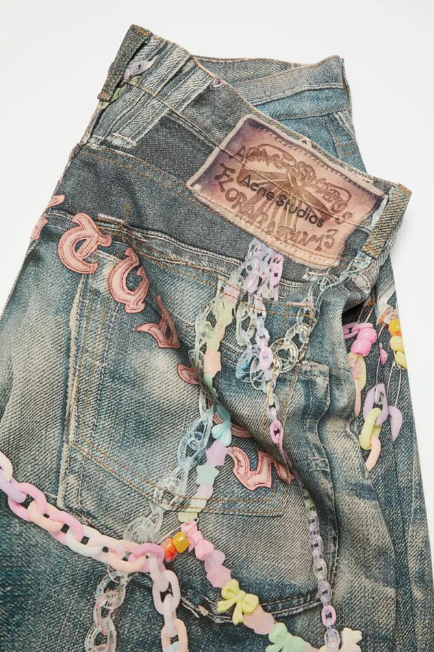 Acne Studios Baggy Fit Jeans 8211 1981M Mid Blue Woman Jeans