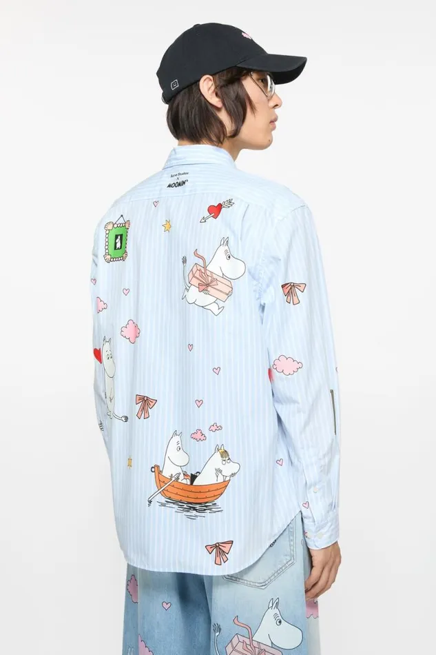 Acne Studios Buttonup Shirt Acne Studios X Moomin Bluewhite Man Shirts