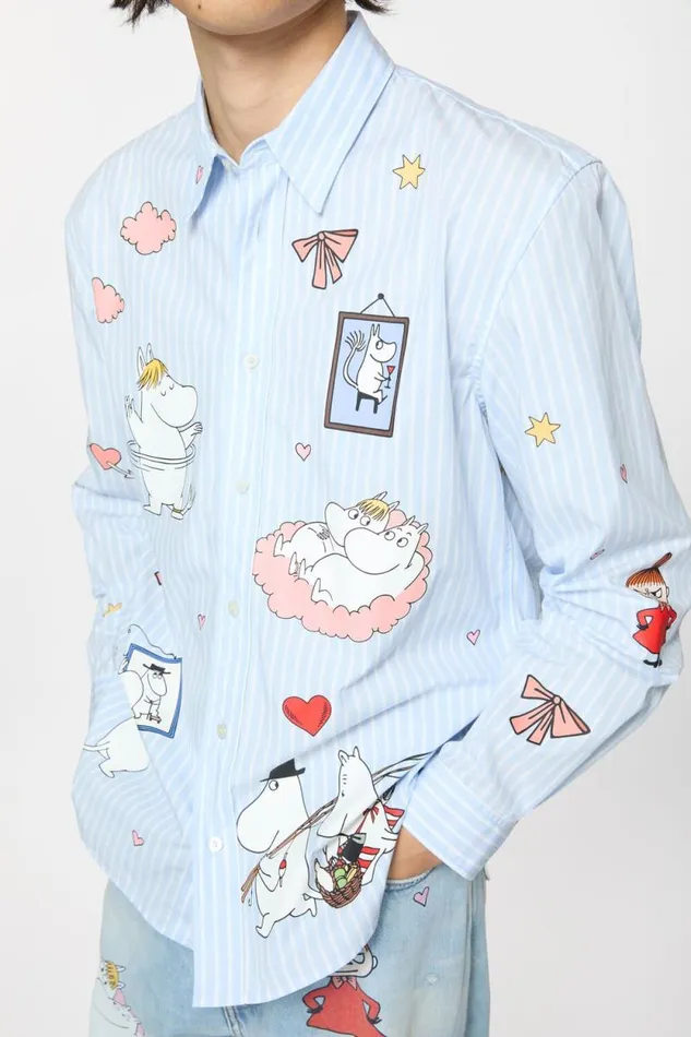Acne Studios Buttonup Shirt Acne Studios X Moomin Bluewhite Man Shirts