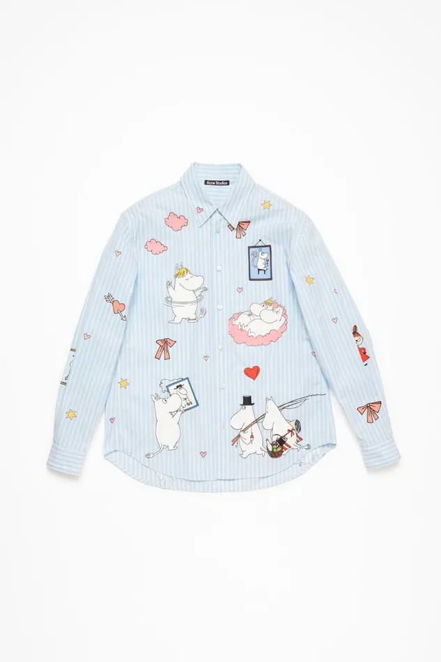 Acne Studios Buttonup Shirt Acne Studios X Moomin Bluewhite Man Shirts