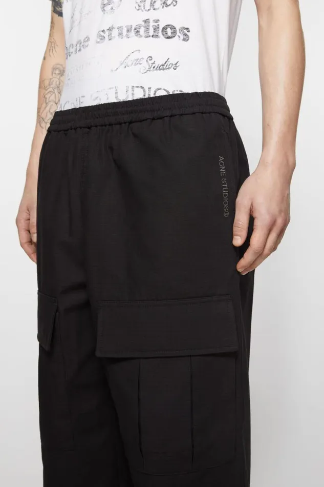 Acne Studios Cargo Trousers Black Black Man Trousers