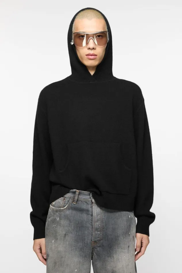 Acne Studios Cashmere Hoodie Black Man Knitwear