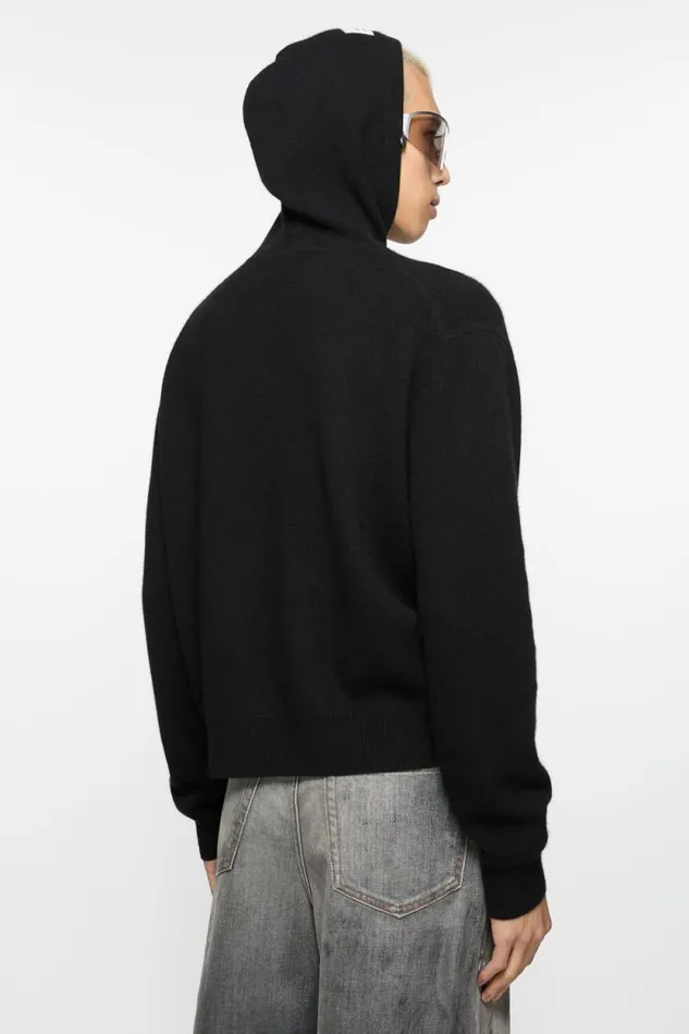 Acne Studios Cashmere Hoodie Black Man Knitwear