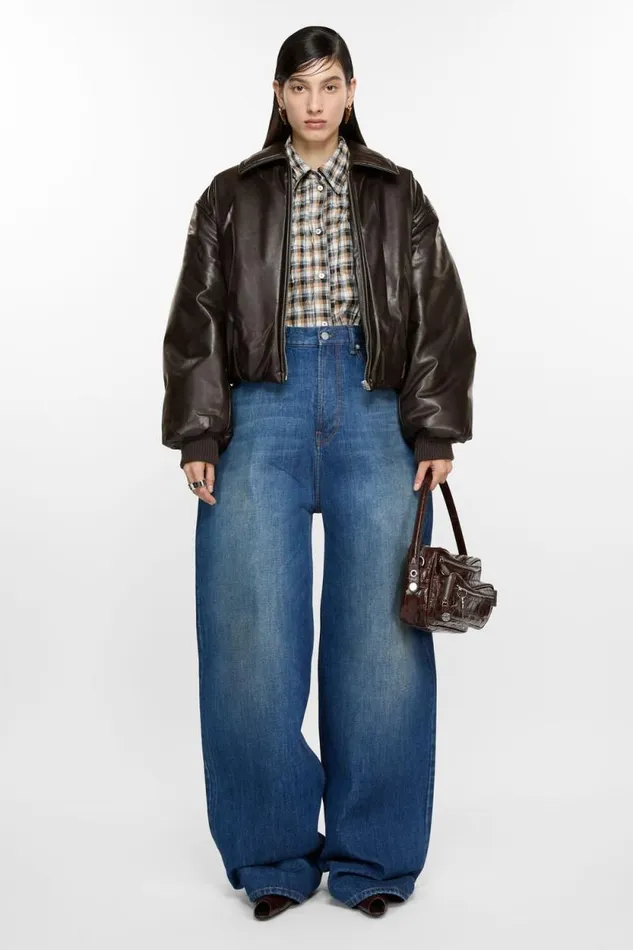 Acne Studios Coated Bomber Jacket Dark Brown Woman Outerwear