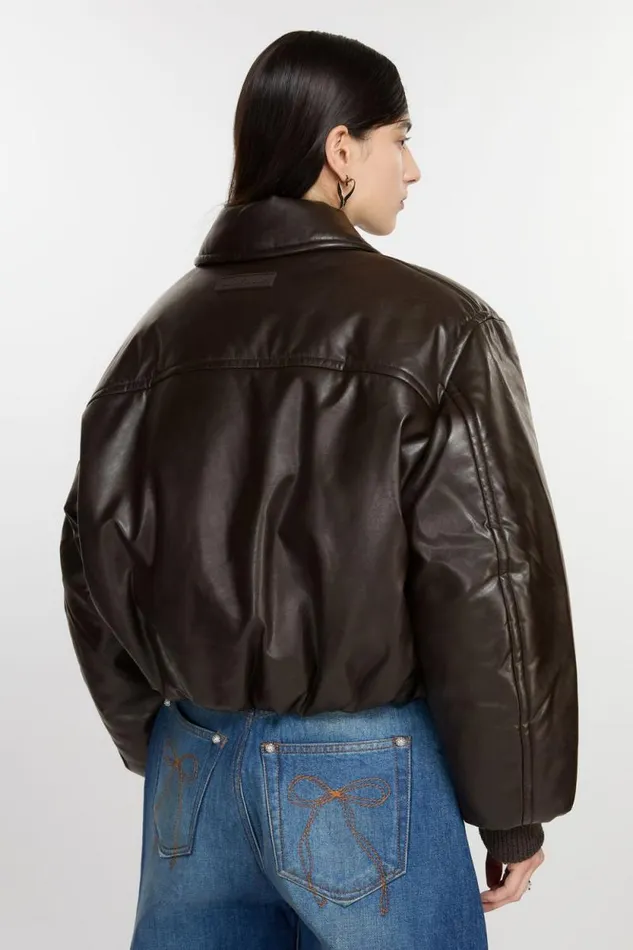 Acne Studios Coated Bomber Jacket Dark Brown Woman Outerwear