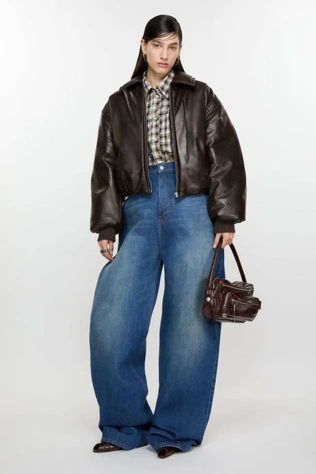 Acne Studios Coated Bomber Jacket Dark Brown Woman Outerwear