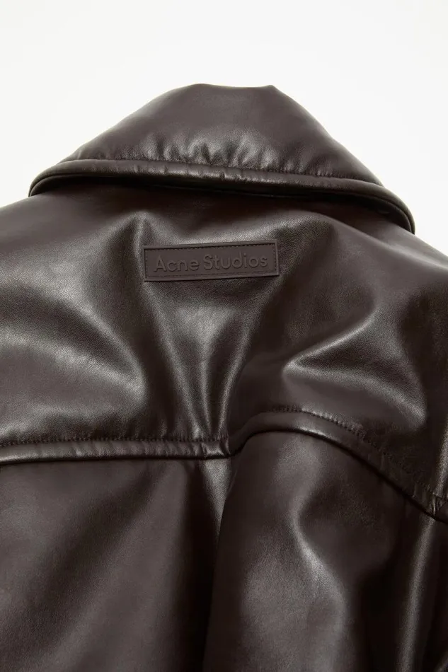 Acne Studios Coated Bomber Jacket Dark Brown Woman Outerwear