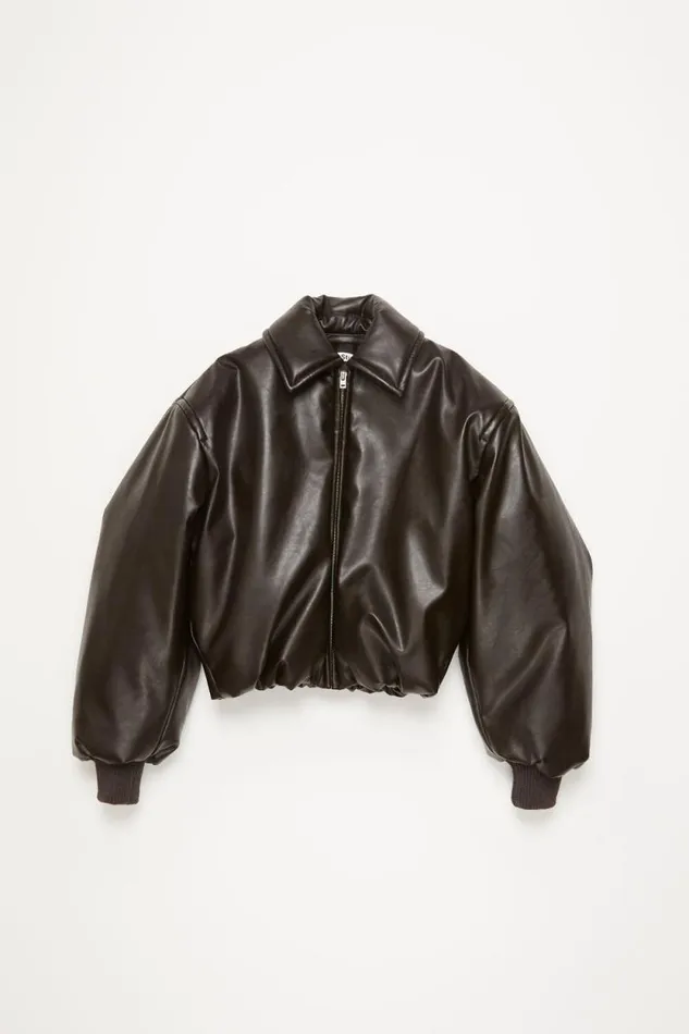 Acne Studios Coated Bomber Jacket Dark Brown Woman Outerwear