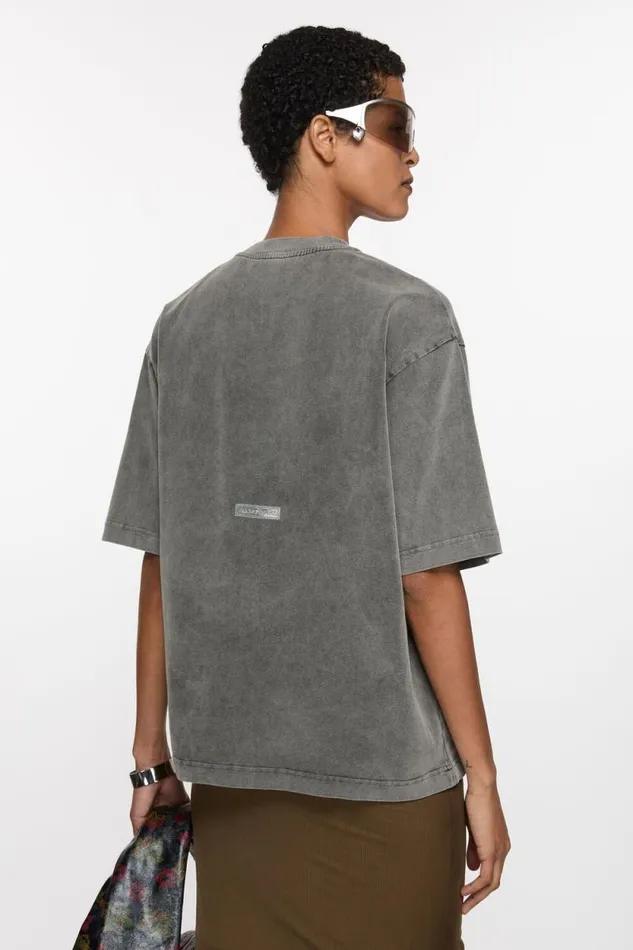 Acne Studios Crew Neck Tshirt 8211 Relaxed Unisex Fit Faded Black Woman Tshirts