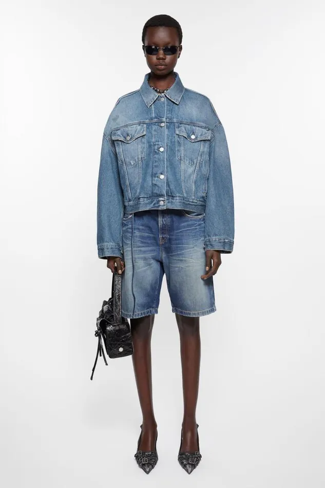 Acne Studios Denim Jacket 8211 Relaxed Cropped Fit Mid Blue Woman Outerwear