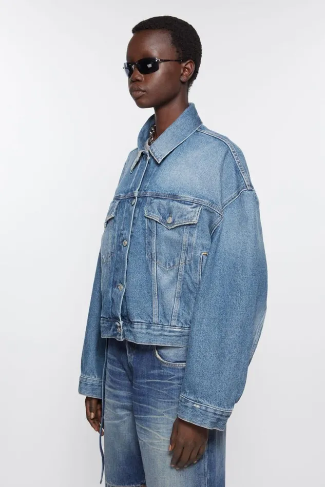Acne Studios Denim Jacket 8211 Relaxed Cropped Fit Mid Blue Woman Outerwear