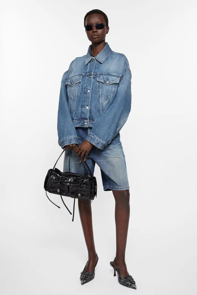 Acne Studios Denim Jacket 8211 Relaxed Cropped Fit Mid Blue Woman Outerwear