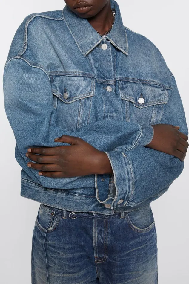 Acne Studios Denim Jacket 8211 Relaxed Cropped Fit Mid Blue Woman Outerwear