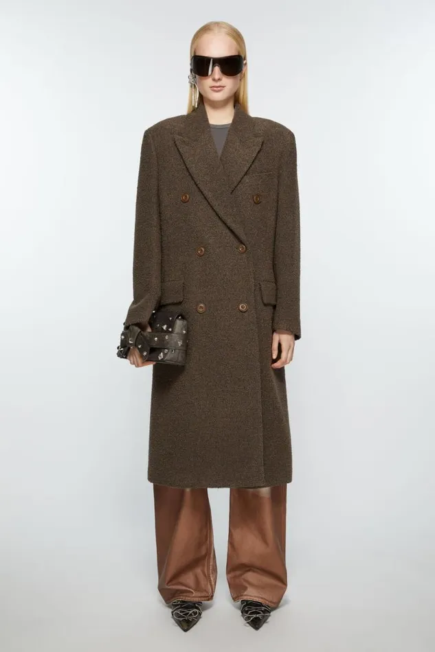 Acne Studios Doublebreasted Wool Coat Taupe Grey Woman Outerwear