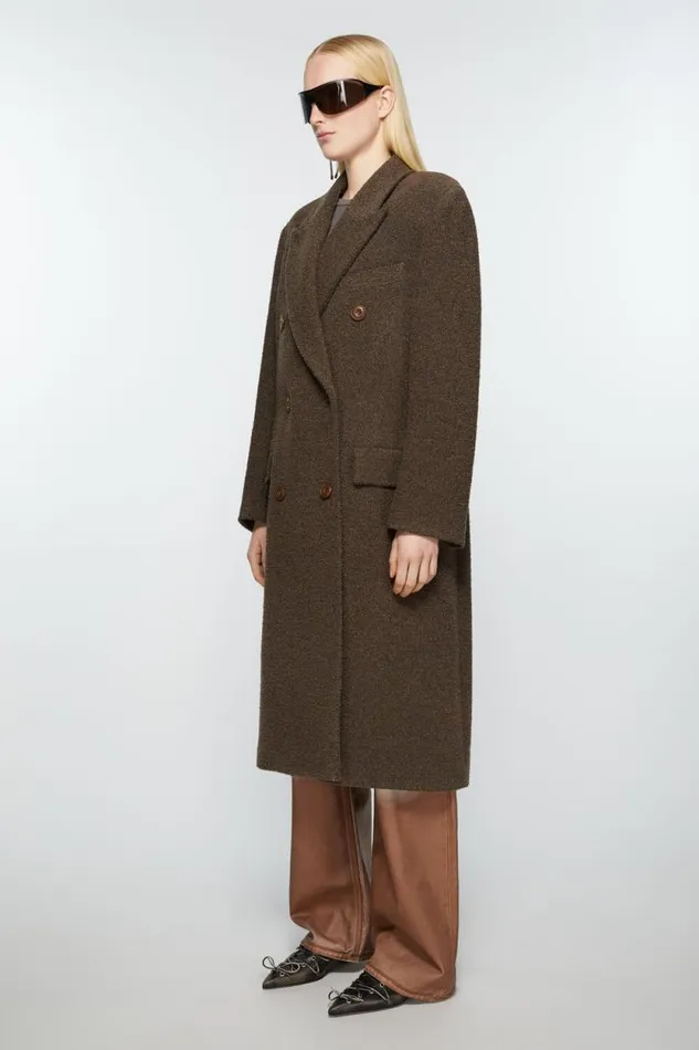 Acne Studios Doublebreasted Wool Coat Taupe Grey Woman Outerwear