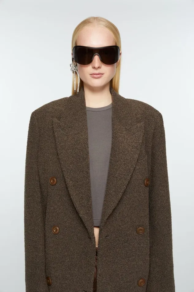Acne Studios Doublebreasted Wool Coat Taupe Grey Woman Outerwear