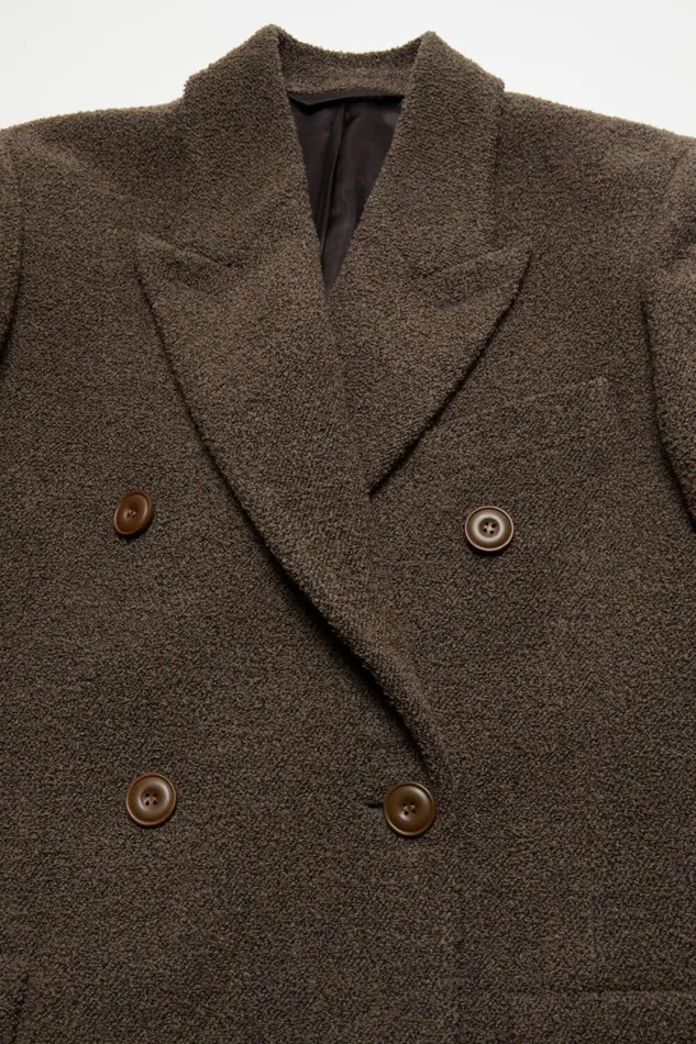 Acne Studios Doublebreasted Wool Coat Taupe Grey Woman Outerwear