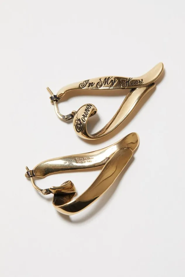 Acne Studios Heart Hoops Antique Gold Woman Jewellery
