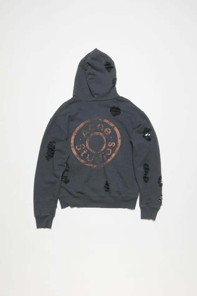 Acne Studios Hooded Zipper Sweater Black Melange Man Sweatshirts