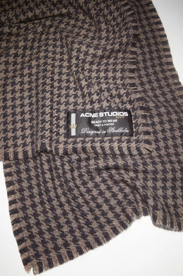 Acne Studios Houndstooth Wool Scarf Greylight Grey Man Scarves