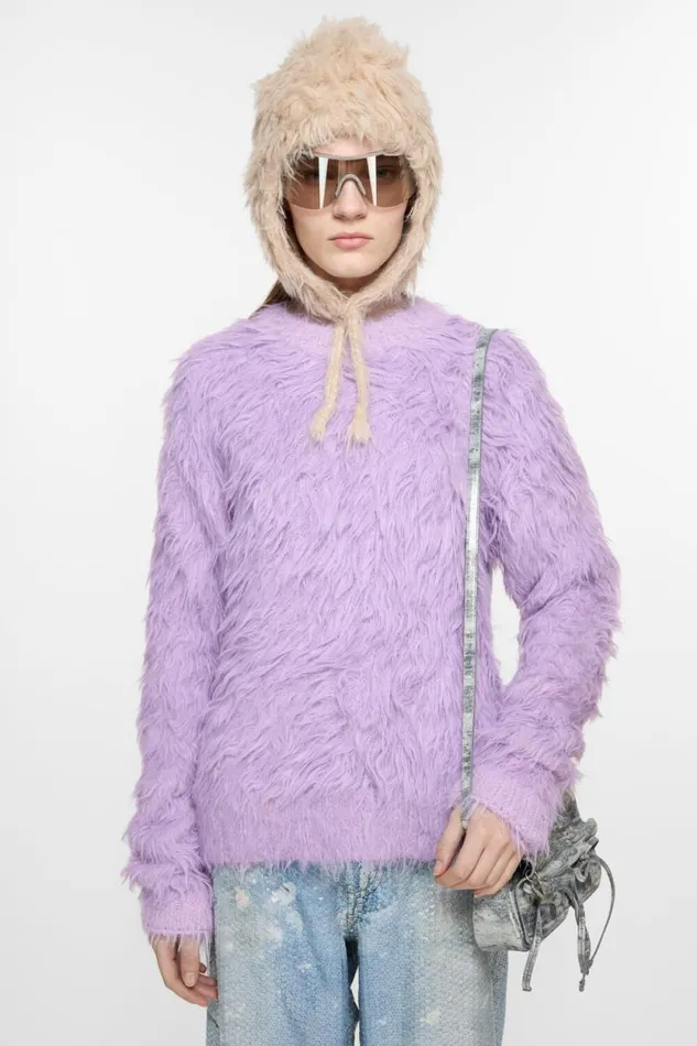 Acne Studios Jumper Textured Purple Woman Knitwear