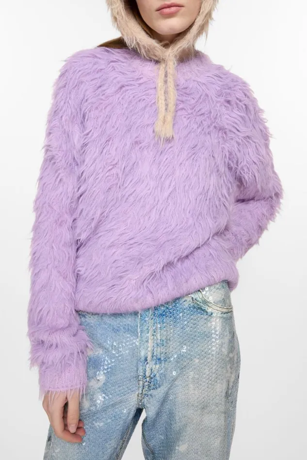 Acne Studios Jumper Textured Purple Woman Knitwear