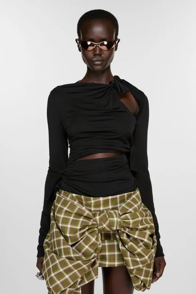 Acne Studios Knots Top Black Woman Tshirts
