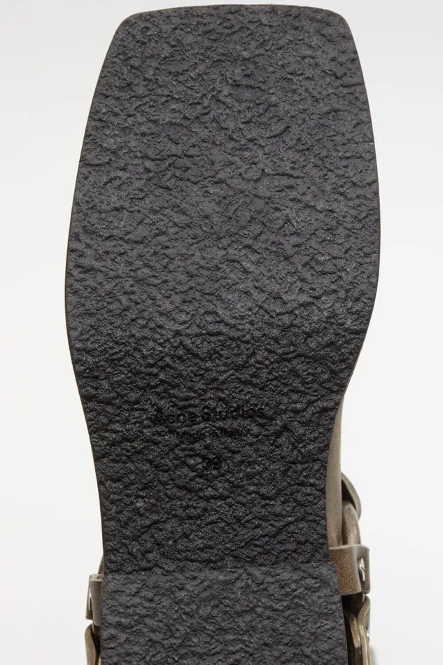 Acne Studios Leather Buckle Boots Greige Woman Shoes