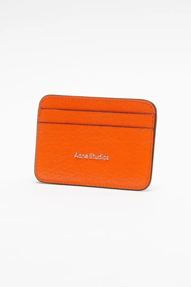 Acne Studios Leather Card Holder Bright Orange Woman Small Leather Goods