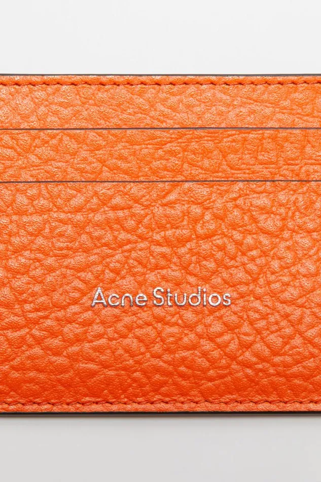 Acne Studios Leather Card Holder Bright Orange Woman Small Leather Goods