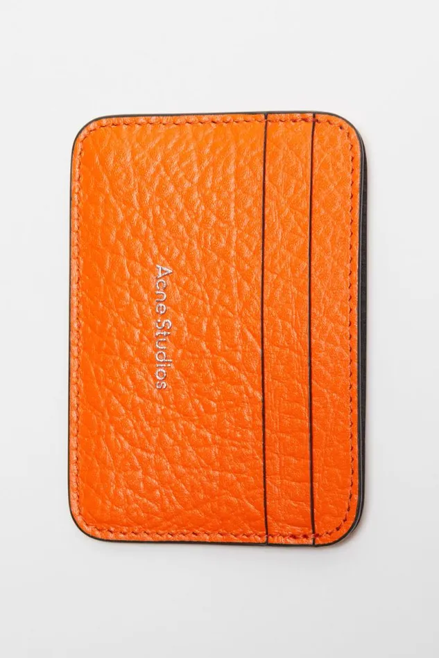 Acne Studios Leather Card Holder Bright Orange Woman Small Leather Goods