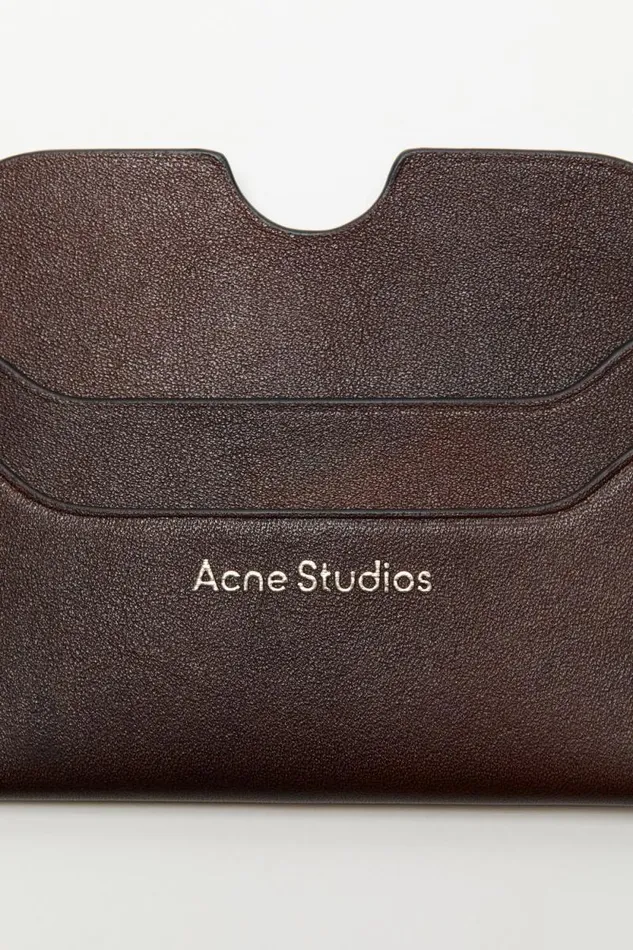 Acne Studios Leather Card Holder Dark Brown Woman Small Leather Goods