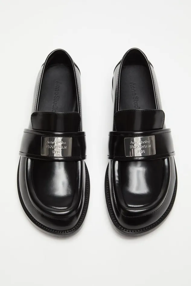 Acne Studios Leather Loafers Black Woman Shoes