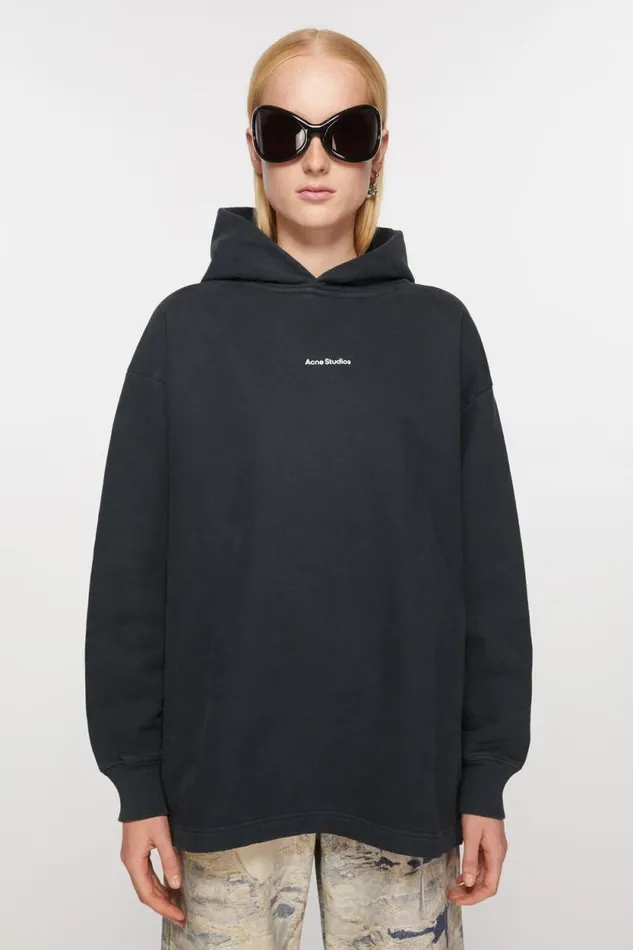 Acne Studios Logo Hooded Sweatshirt Black Woman Sweatshirts