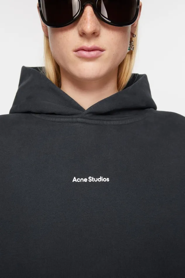 Acne Studios Logo Hooded Sweatshirt Black Woman Sweatshirts
