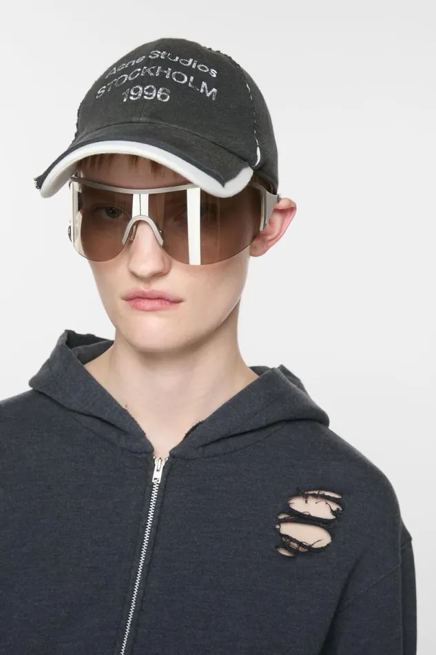 Acne Studios Logo Stamp Cap Black Woman Hats
