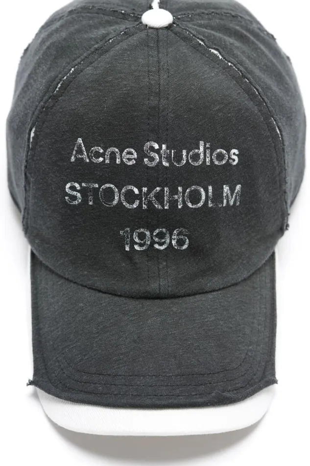 Acne Studios Logo Stamp Cap Black Woman Hats