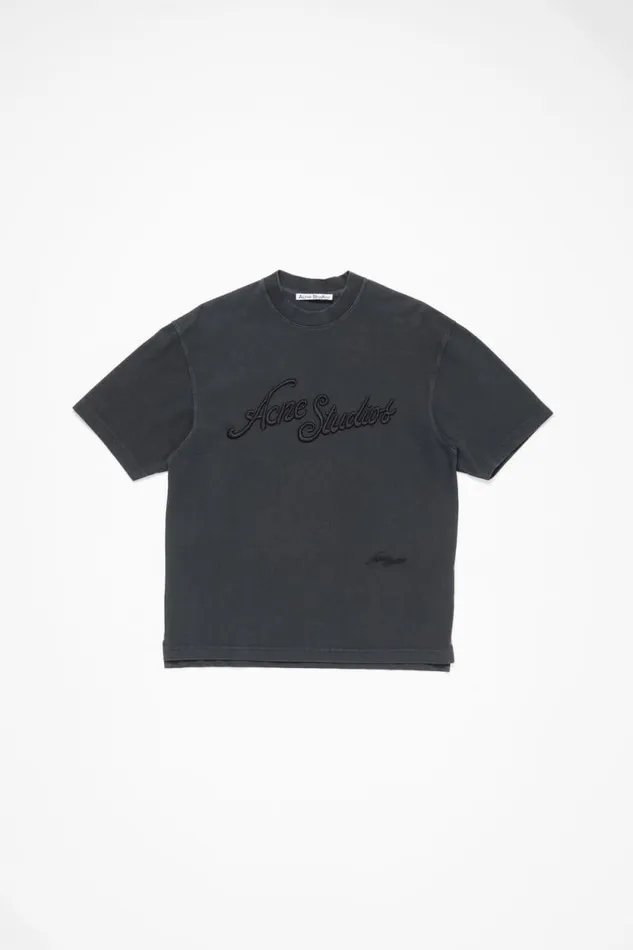 Acne Studios Logo Tshirt 8211 Relaxed Fit Faded Black Man Tshirts