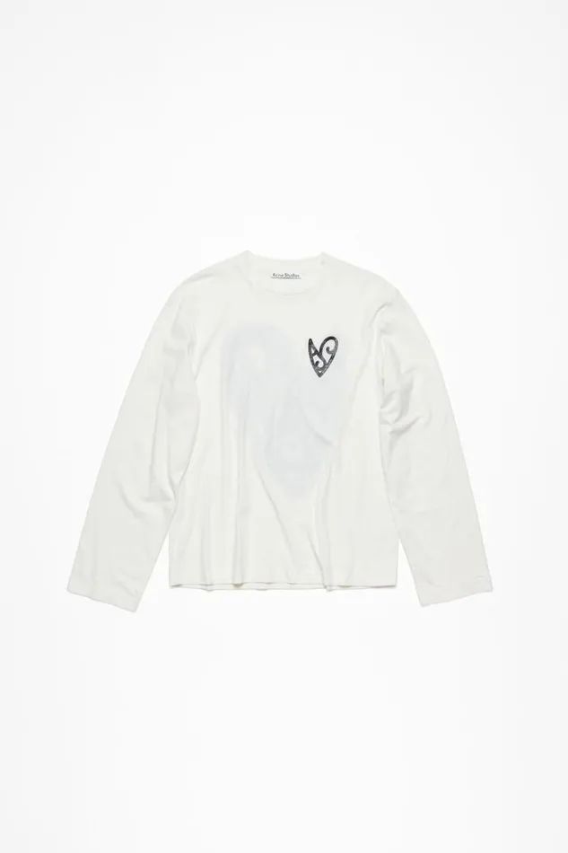 Acne Studios Logo Tshirt 8211 Relaxed Fit Optic White Woman Tshirts