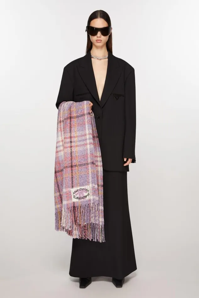 Acne Studios Oversized Plaid Scarf Blanket Violet Purple Man Scarves