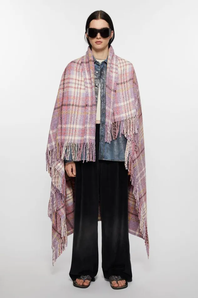 Acne Studios Oversized Plaid Scarf Blanket Violet Purple Man Scarves
