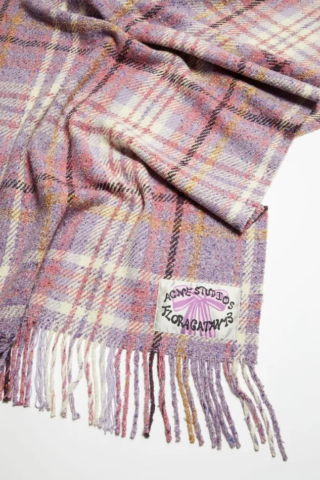 Acne Studios Oversized Plaid Scarf Blanket Violet Purple Man Scarves