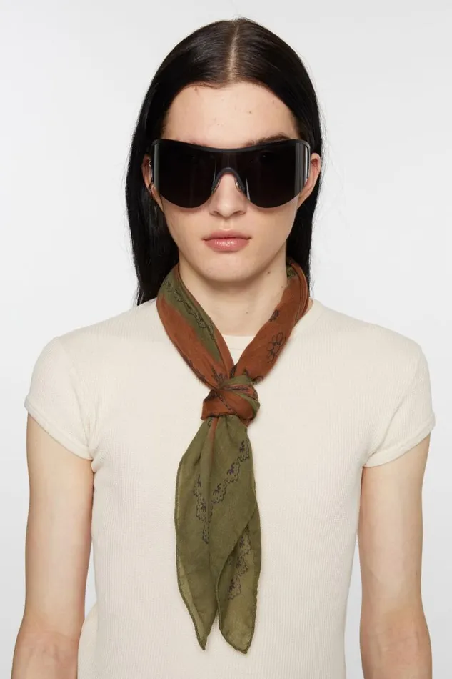 Acne Studios Print Light Wool Scarf Khaki Greenrust Orange Man Scarves
