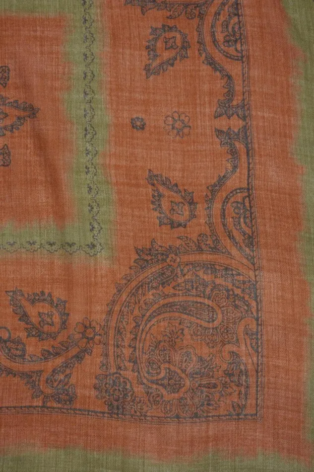 Acne Studios Print Light Wool Scarf Khaki Greenrust Orange Man Scarves