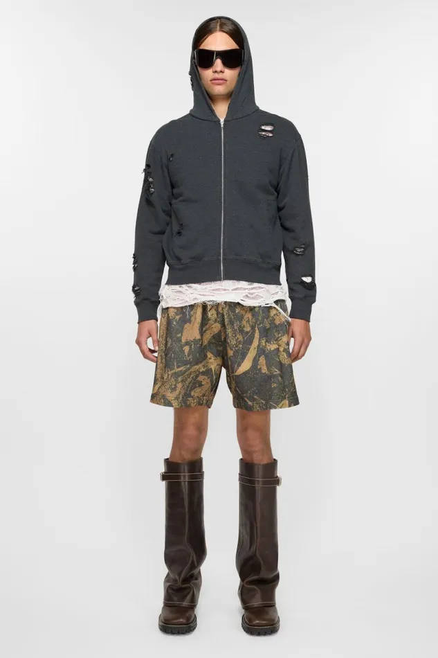 Acne Studios Printed Fleece Shorts Mud Brown Camo Man Shorts