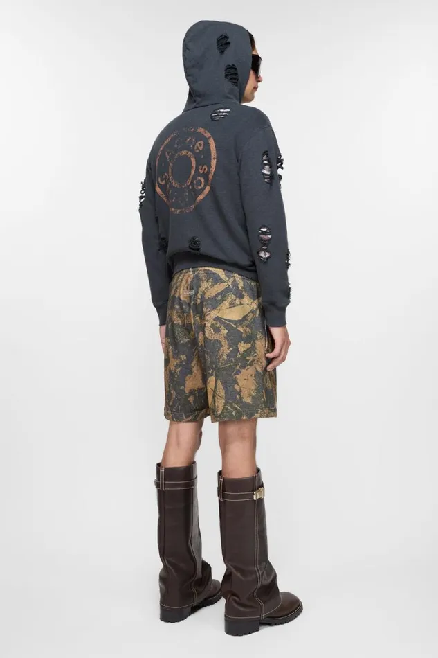 Acne Studios Printed Fleece Shorts Mud Brown Camo Man Shorts