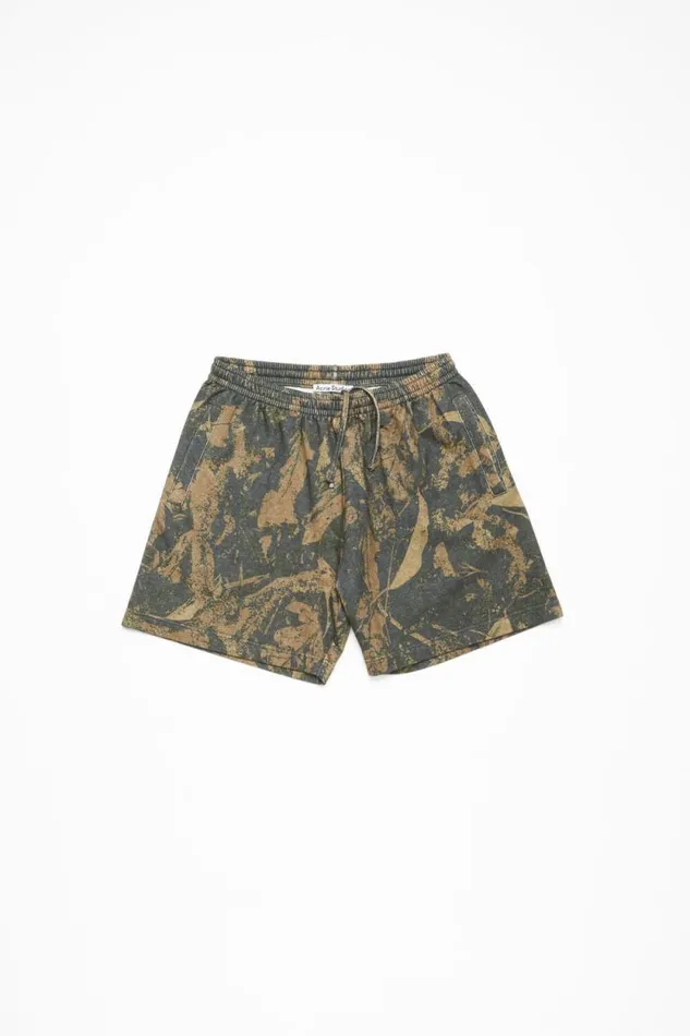 Acne Studios Printed Fleece Shorts Mud Brown Camo Man Shorts