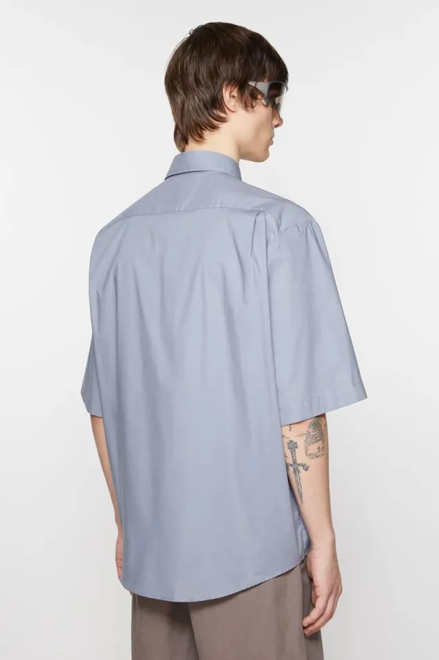 Acne Studios Short Sleeve Buttonup Dusty Blue Man Shirts